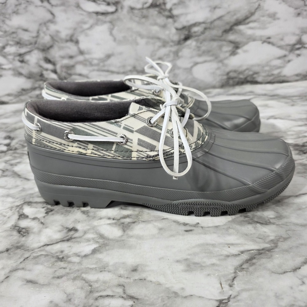 Sperry Top Sider Women's 9 Waterproof Gray Rubber Lace Up Duck Boot STS95030